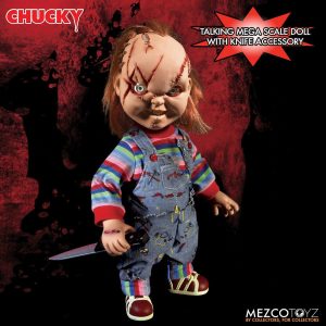 chucky - 15" scarred chucky talking scale doll with sound by mezco