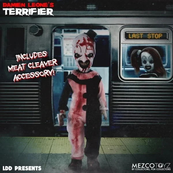 MEZCO Terrifier Art the Clown Blood Splatter Edition LIVING DEAD DOLL