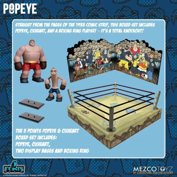 MEZCO POPEYE AND OXHEART 5 POINTS BOXED SET NEW
