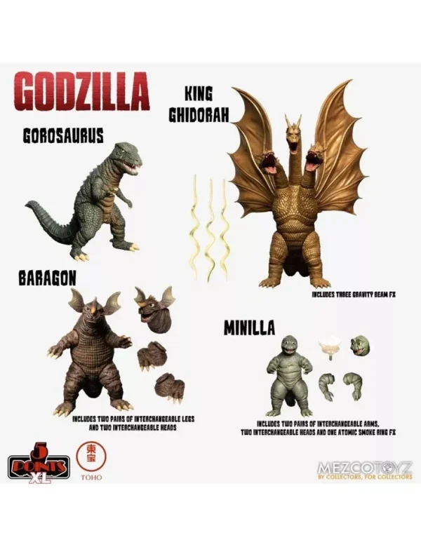 Godzilla - Round 2 Destroy All Monsters 5 Point Action Figure Set by Mezco