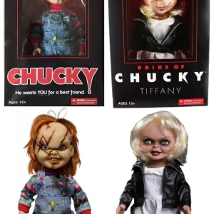 Child's Play Chucky & Tiffany Talking Mega Scale Doll with Sound 15" Mezco Set