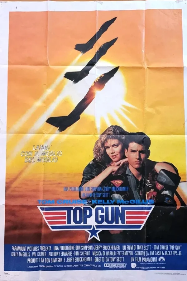 Top Gun (1986) – Original Italian 55” x 39” Poster , Tom Cruise Vintage Release