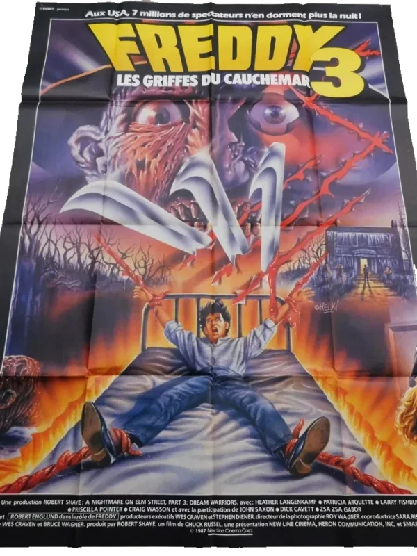 Nightmare on Elm Street 3 Dream Warriors – Original French 63” x 47” Movie Poster ,1987 Vintage Release