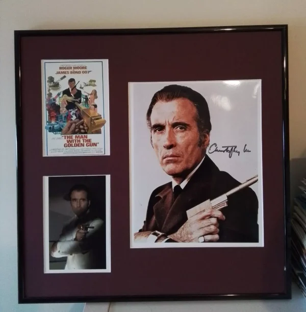 Christopher Lee Signed 10”×8” Photo – The Man with the Golden Gun Mounted