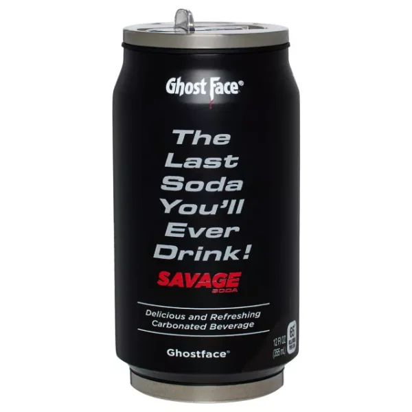 Scream Ghost Face Savage Soda Reusable Can 12 oz by Spirit Halloween at theMovieMerch.com