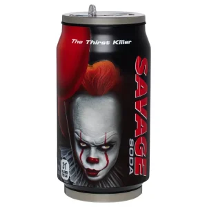 Stephen King’s IT Pennywise Savage Soda Reusable Can 12 oz by Spirit Halloween at TheMovieMerch.com