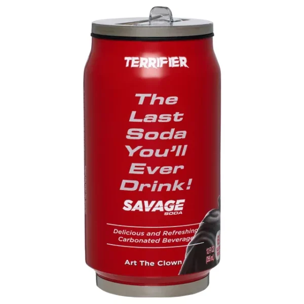Terrifier Art the Clown Savage Soda Reusable Can 12 oz by Spirit Halloween at themoviemerch.com