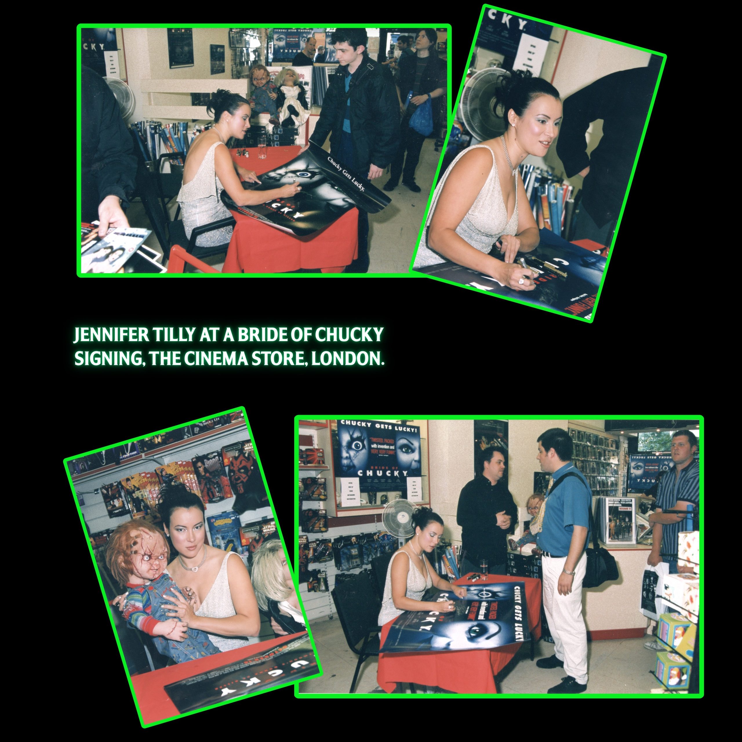 Jennifer Tilly at a Bride of Chucky signing at the Cinema Store in London, 1999.