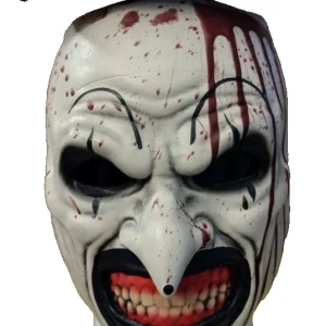 Terrifier Art the Clown Bloody Half Mask with Hood & Mini Hat by Spirit Halloween at themoviemerch.com