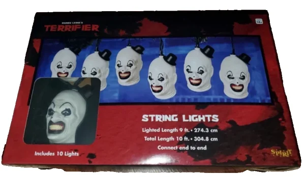Terrifier Art the Clown Head String Lights Sign by Spirit Halloween at themoviemerch.com