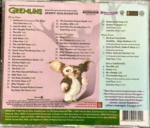 Gremlins Expanded Soundtrack CD – Limited Edition by Jerry Goldsmith at themoviemerch.com